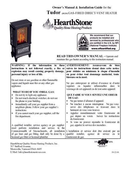 tudor 8120|HearthStone Tudor 8120 Heater Owner's Manual And Installation .